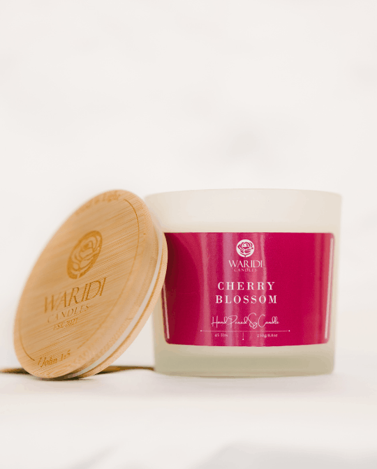 Waridi Afrique Cherry Blossom scented candle — hand poured with love